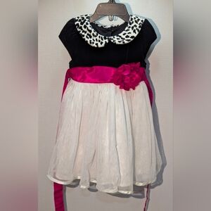 Jona Michelle | Toddler Girls 24 Month/2T  Leopard Print Dress With Hot Pink Bow